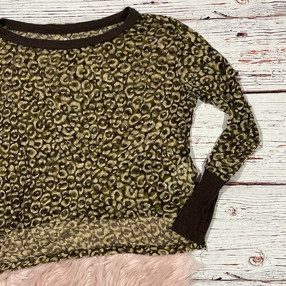 Pilcro Anthropologie Boxy Heritage Cheetah Print Light Burnout Top - Picture 6 of 9